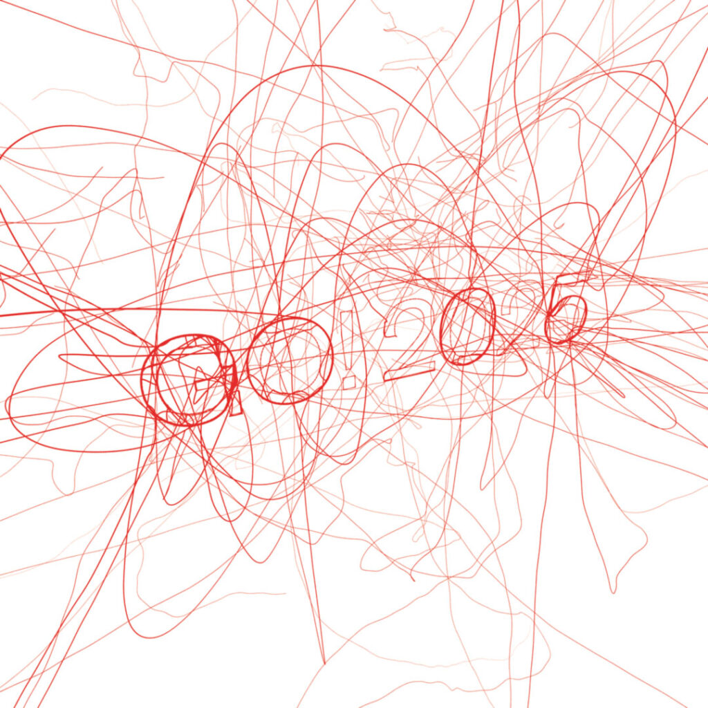 a red line drawing of circles and lines on a white background